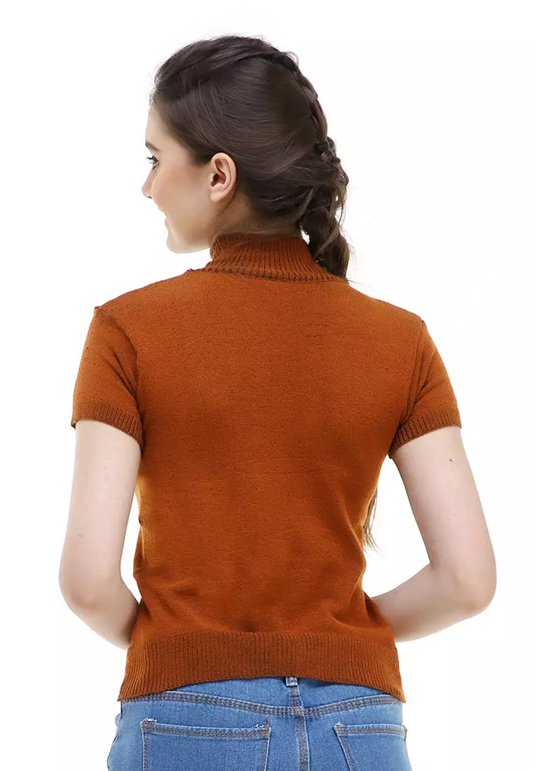 Earl Tshirt Lengan Pendek Turtleneck Design Simple Atasan Wanita - Bata