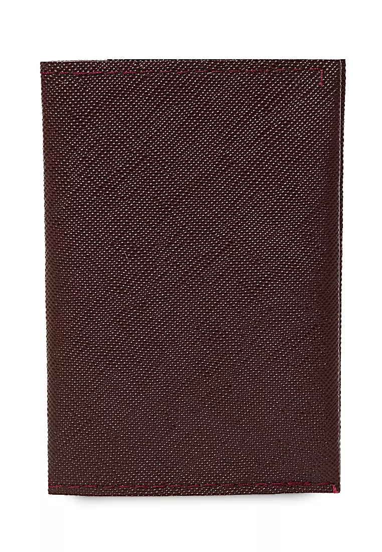 Dompet Mini Motif Polos Detail Snap Kancing Card Wallet Design Simple - Maroon