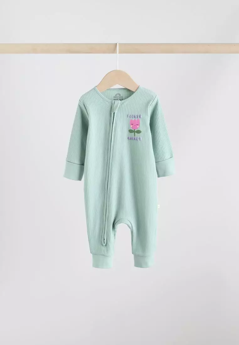 Two Way Zip Baby Sleepsuits 3 Pack