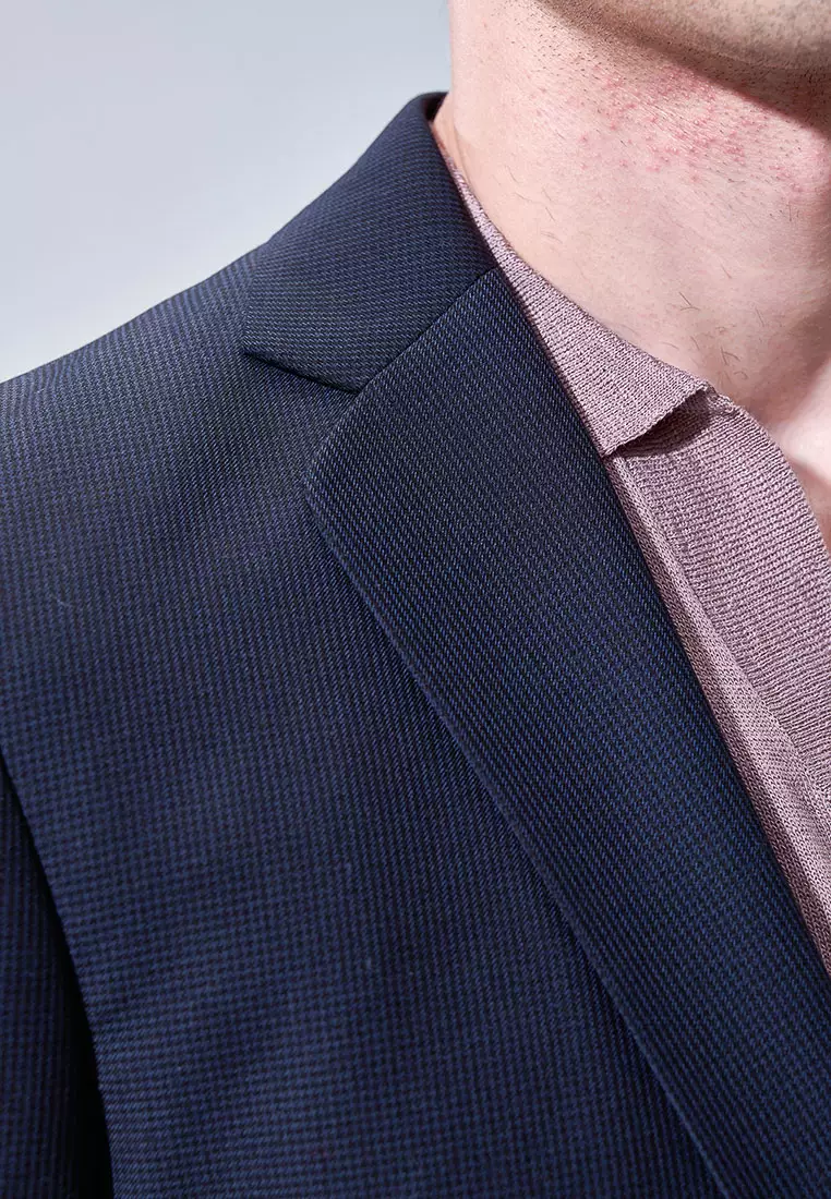 Midnight Blue Houndstooth Slim Suit