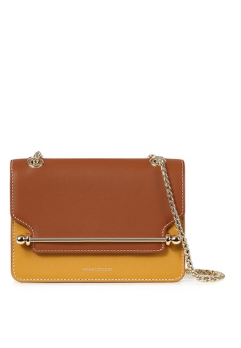 Strathberry white and yellow and brown EAST/WEST MINI CROSSBODY - MUSTARD/ VANILLA/ CHESTNUT 59FA1AC931C62CGS_1