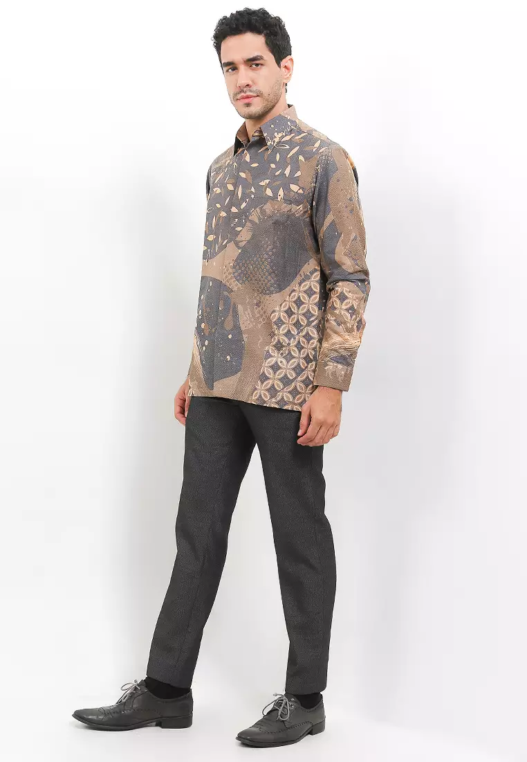 BATIK TALENTA EXCLUSIVE Lengan PANJNG DOBBY KATUN HALUS DAUN GUGUR