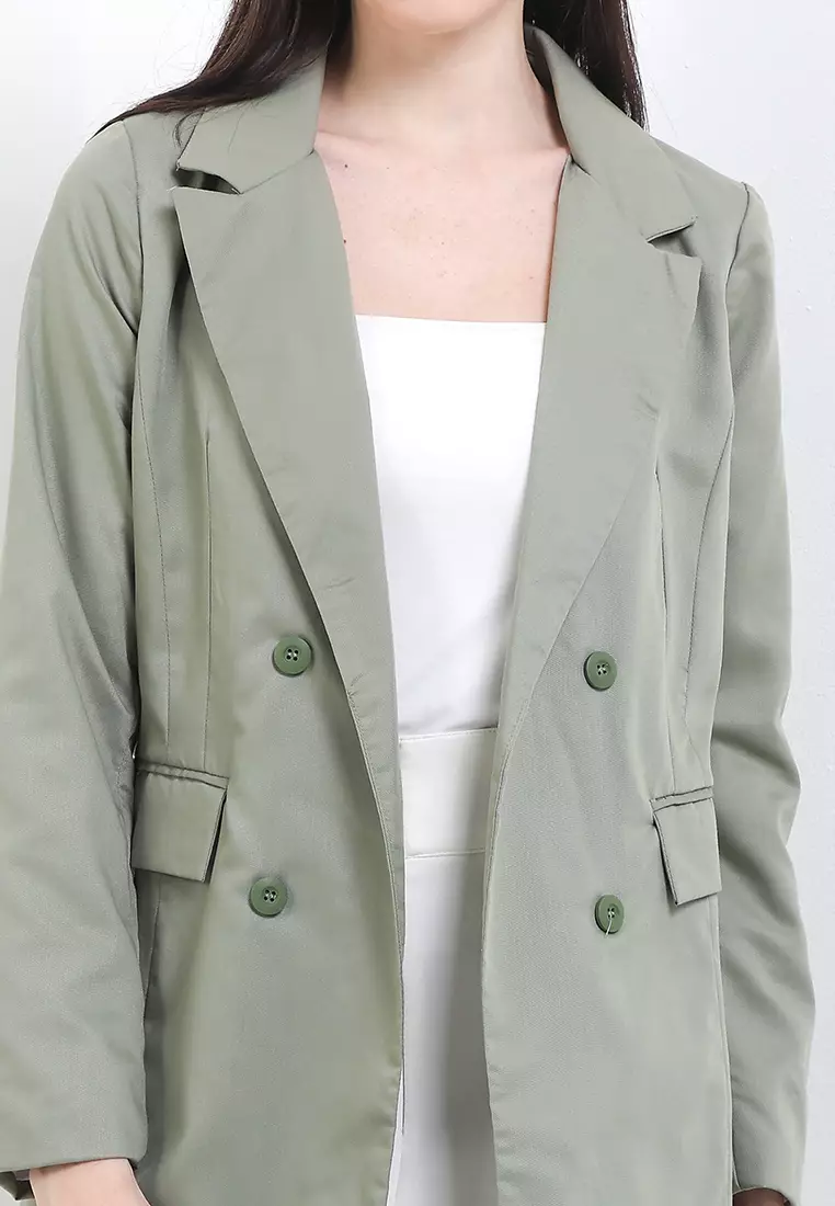 Double Breasted Long Blazer