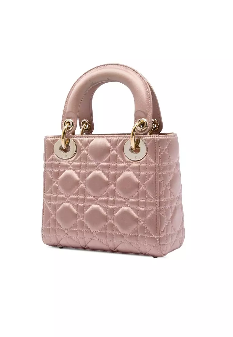 Pre-Loved Dior Mini Satin Cannage Swarovski Crystal Lady Dior