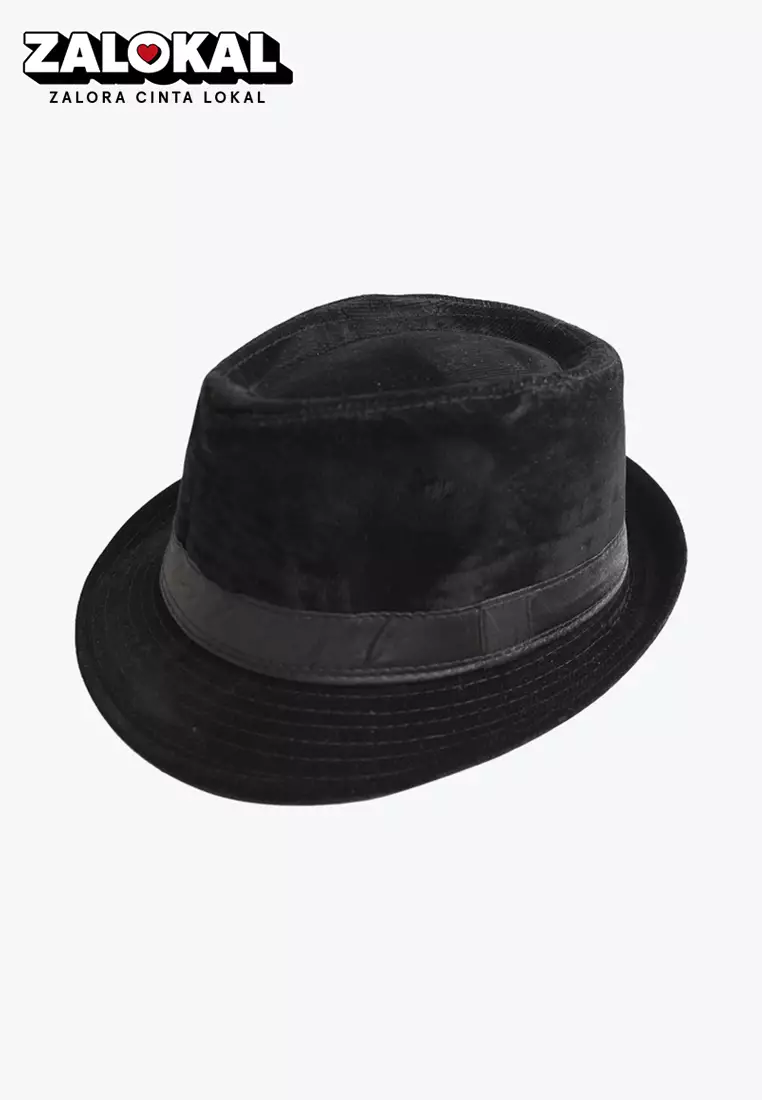 Topi fedora cowboy hat fedora corduroy black houseofcuff