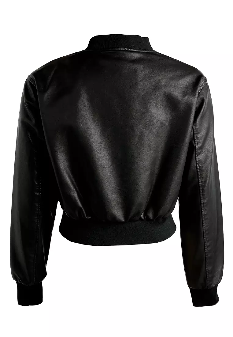 Drop Shoulder Zipper Jacket in Black