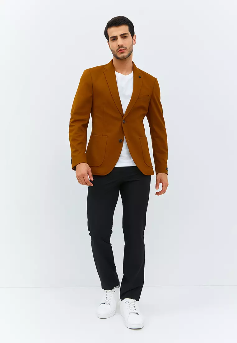 Jobb Hofland-T2 Jas Pria Slim Fit Mustard