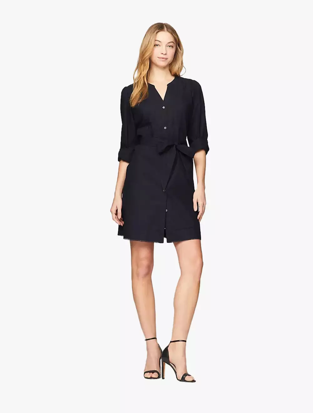 TOMMY HILFIGER - COLLARLESS LADDER LACE DRESS - NAVY - NAVY
