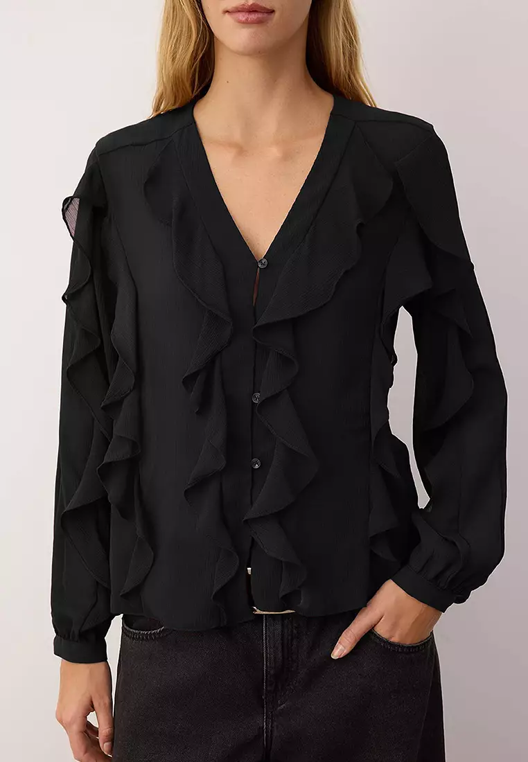 Ruffle V-Neck Blouse