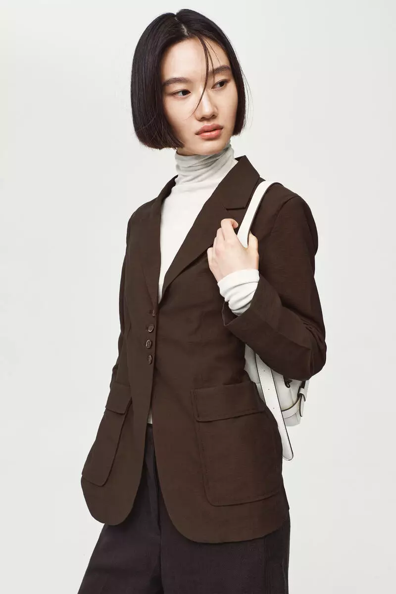 Single-breasted tie-belt blazer