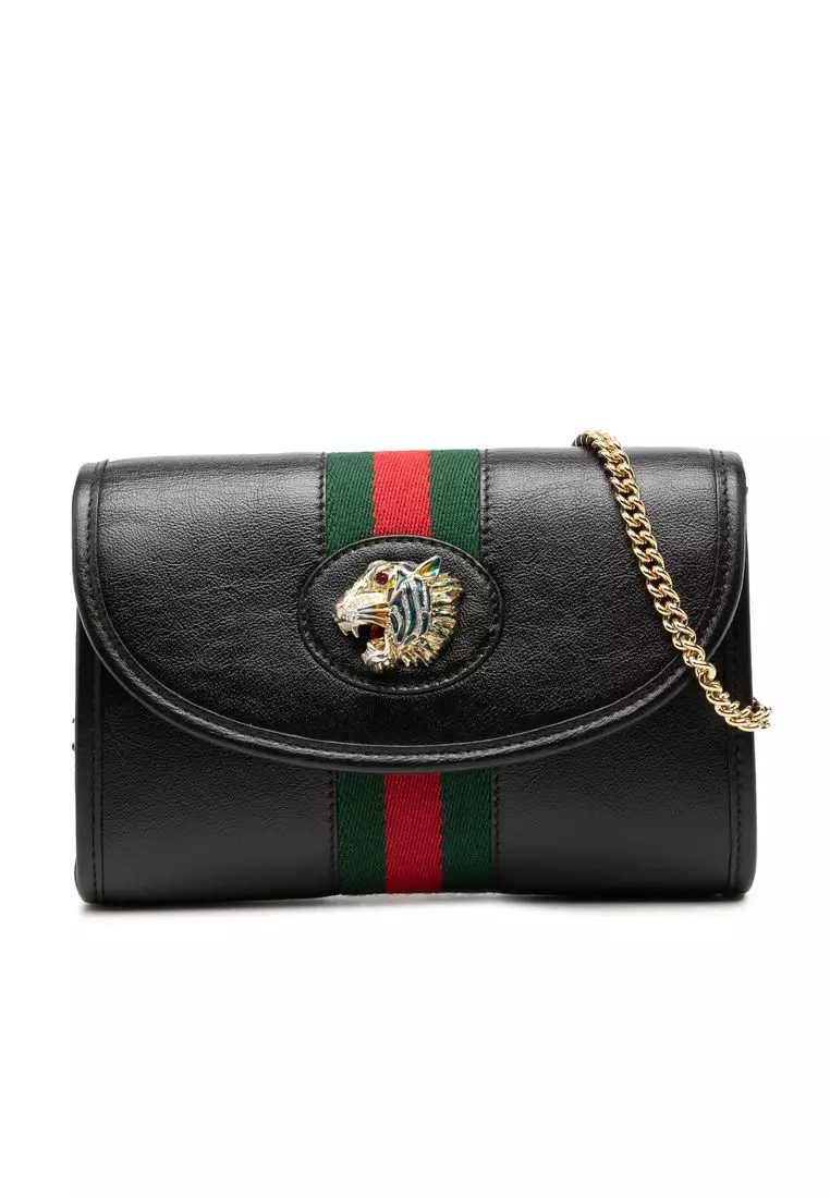 Pre-Loved Gucci Mini Calfskin Rajah Web Chain Crossbody