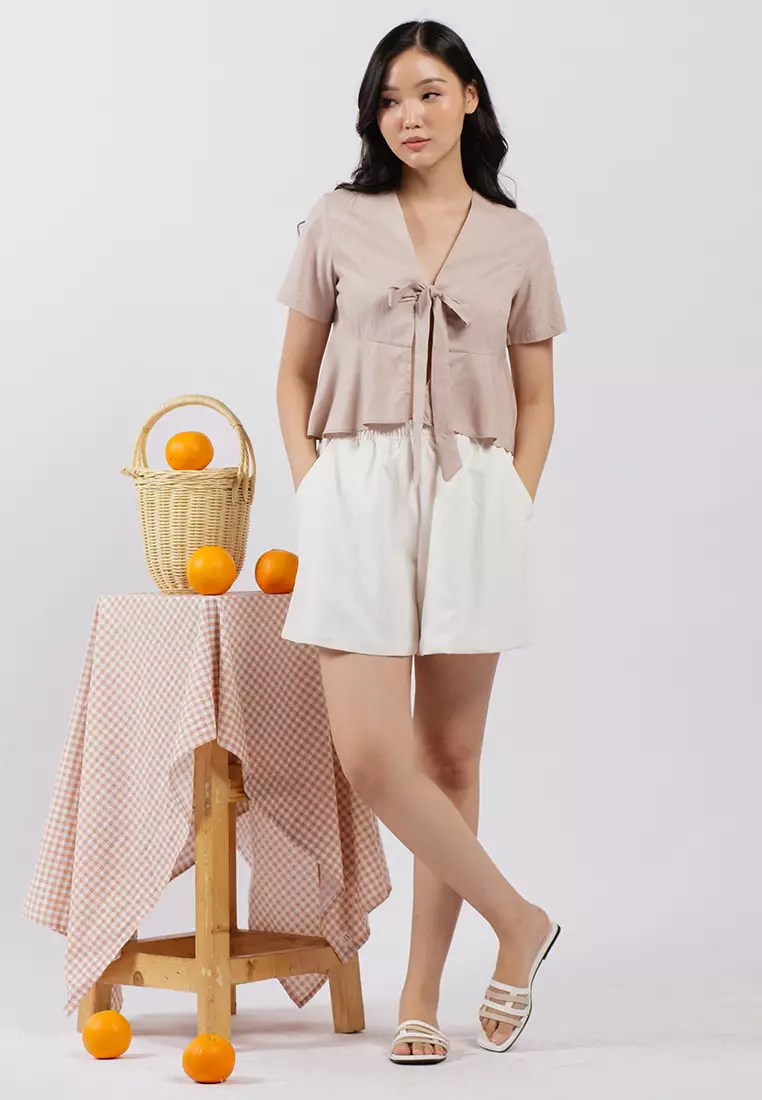 Bow Tied Top/Outer in Sand