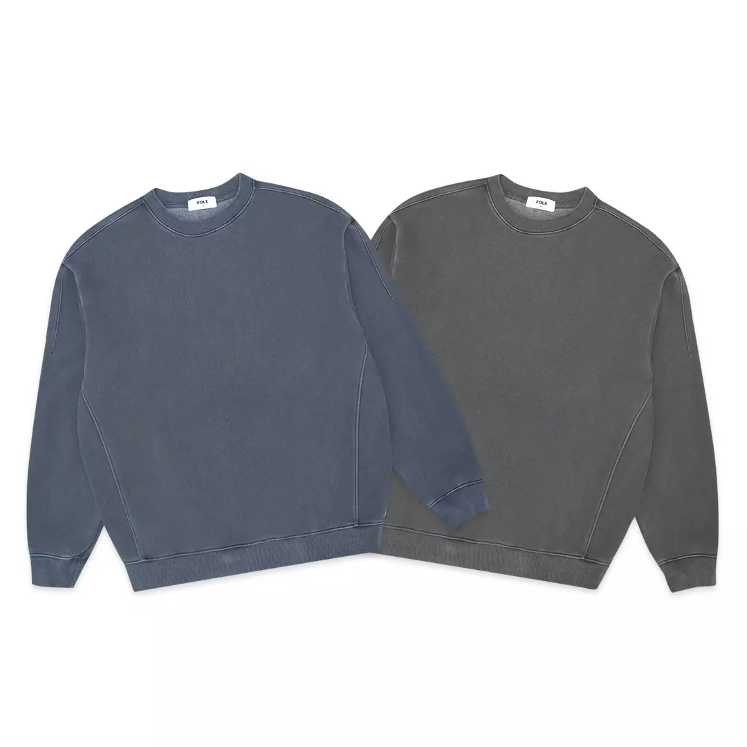 Washed Terry Crewneck Sweatshirt Navy