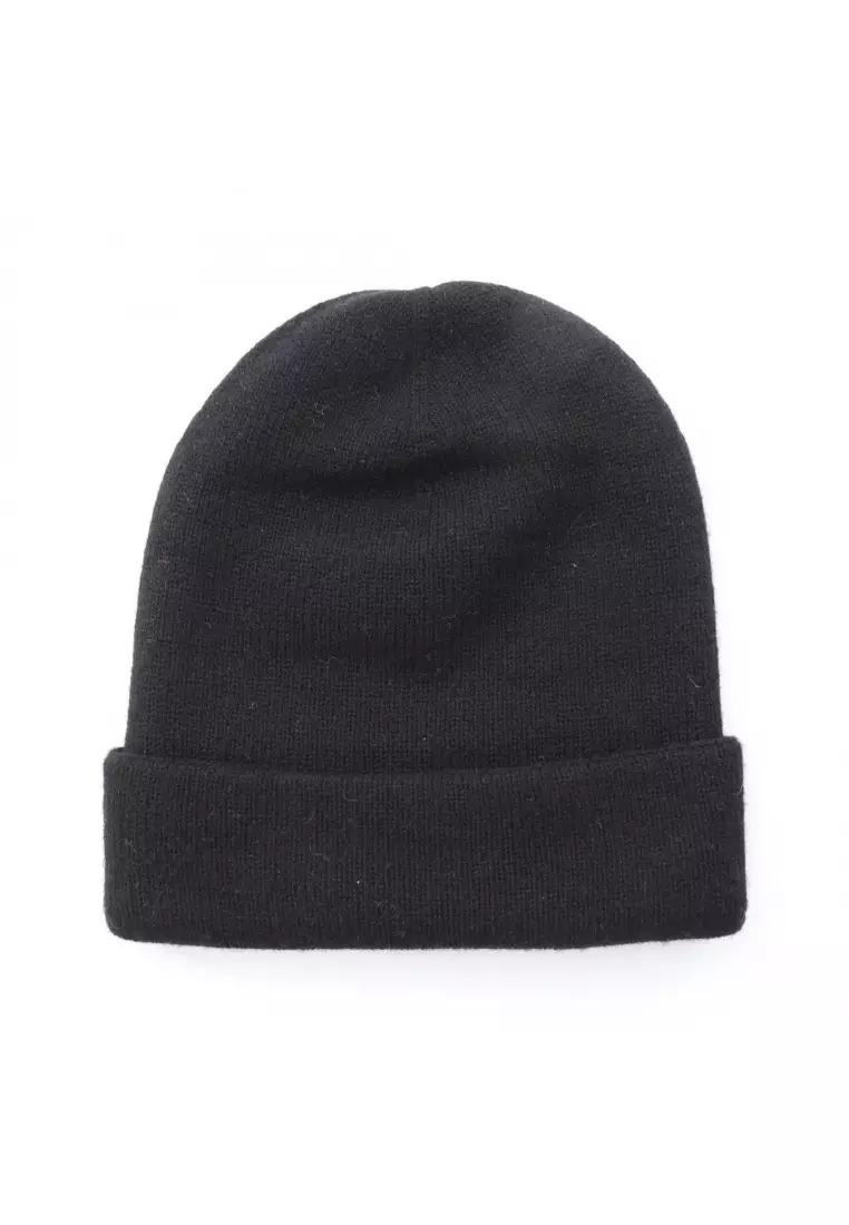 Pre-Loved Chanel coco mark knit hat beanie cashmere black