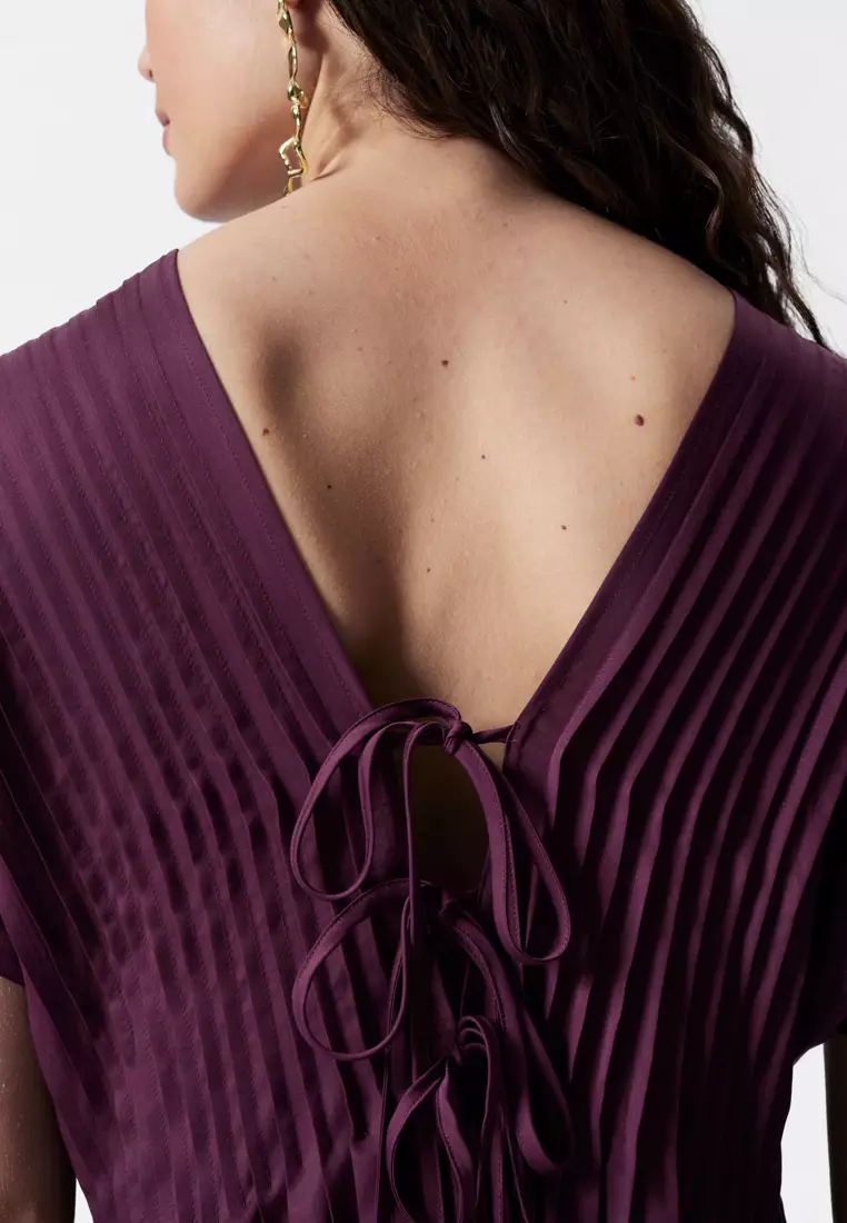 Pleated Dolman Midi Dress