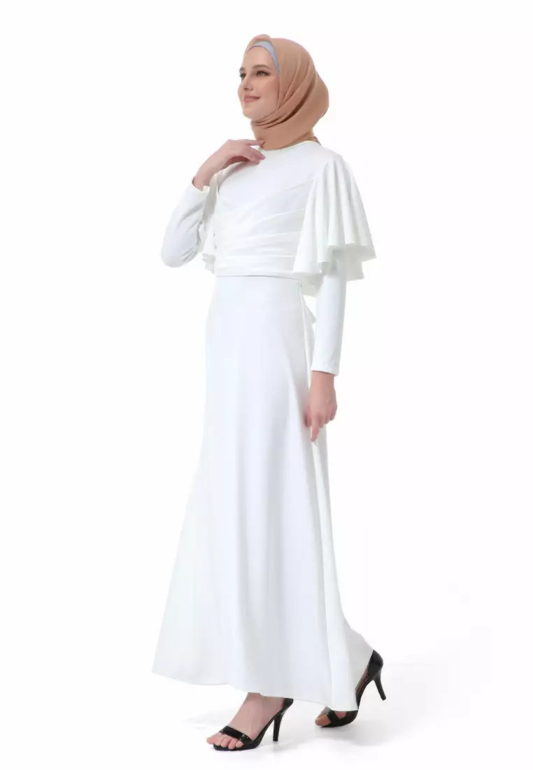 Zeta Dress Fashion Muslimah Wanita Long Sleeve Style Basic Relaxed Fit - Putih