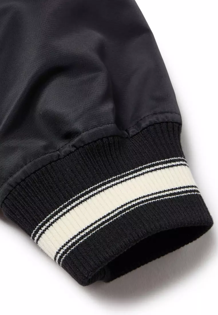 Flag Women Black Women Nylon Varsity Jacket