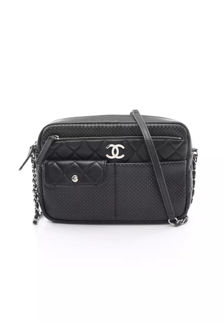 Chanel Chain Around Crossbody Messenger Aged Lambskin Medium Bag in Black