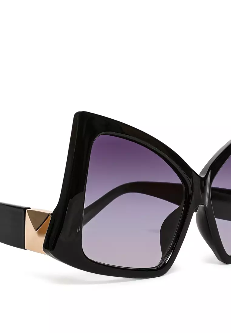 Kacamata Hitam Kupu-kupu Funky Kebesaran Warna Hitam/Ungu