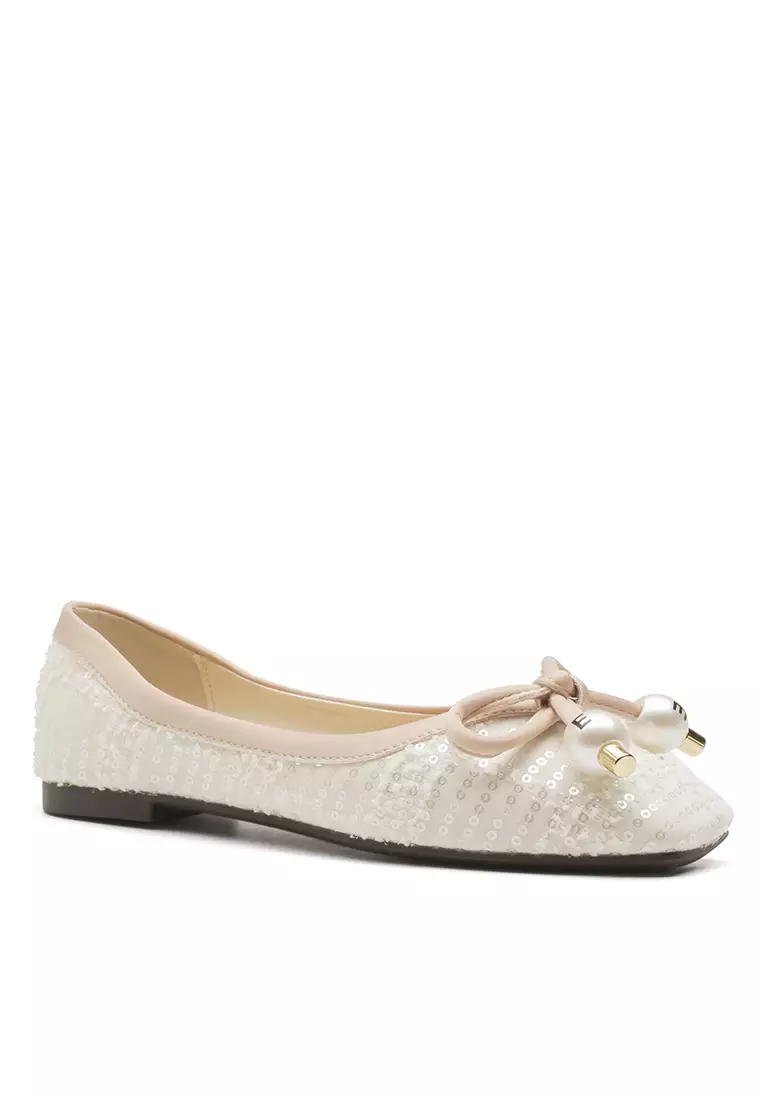 White sequin flats discount