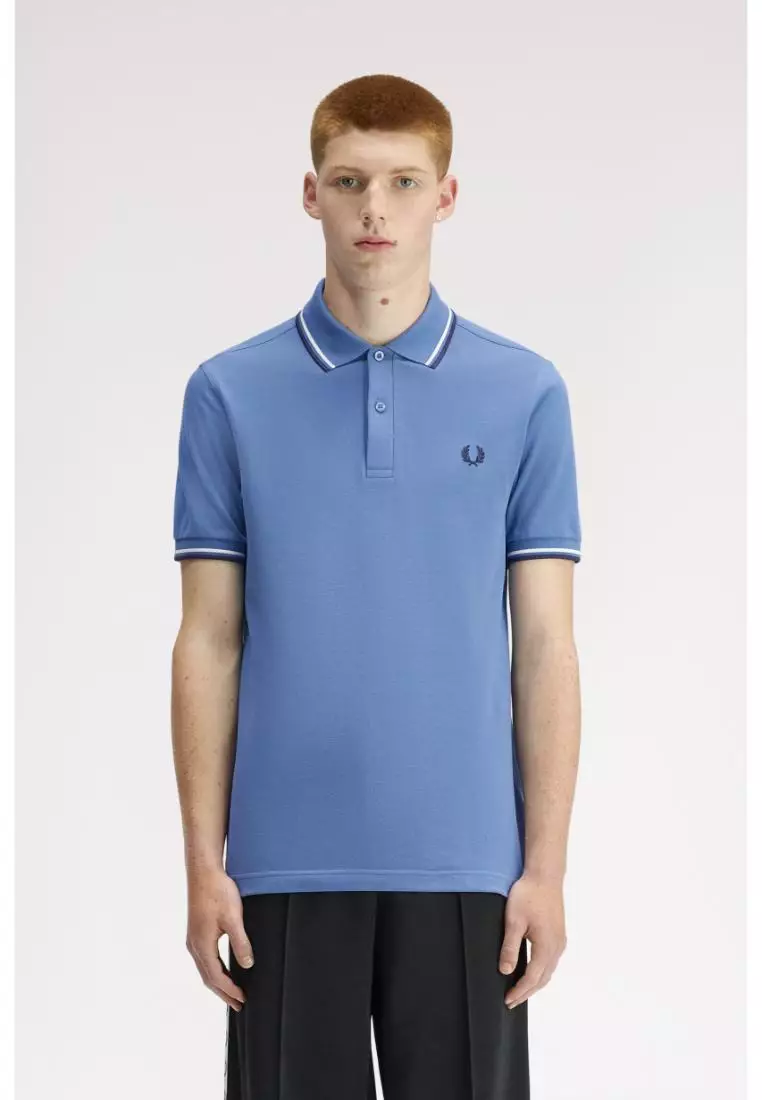 Fred Perry M3600 Twin Tipped Fred Perry Shirt (Ace Blue / Snow White / Tennis Blue)
