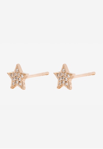 Buy As29 Mini Charm Star Stud Earrings 18k Pink Gold With Diamond