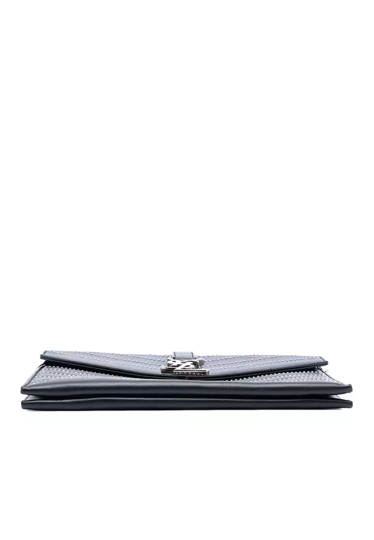 二手 Saint Laurent 鉚釘人字紋小牛皮 Monogram 信封鏈條翻蓋包