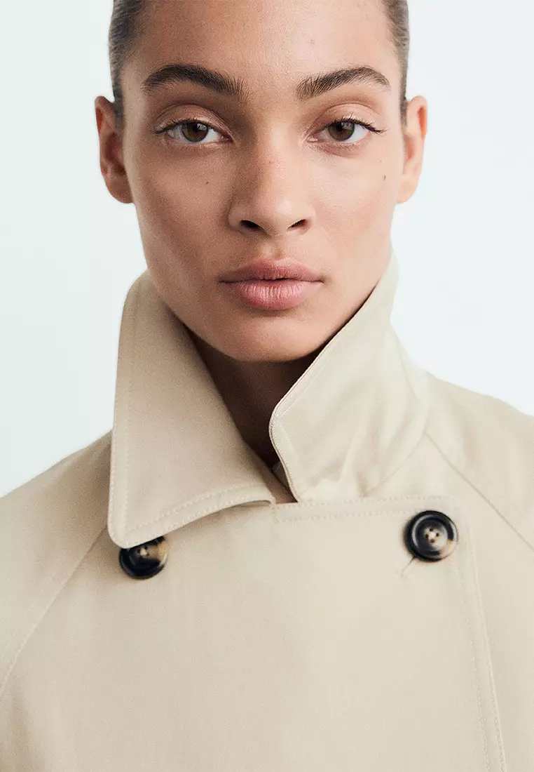 Long Double-Breasted Trench Coat