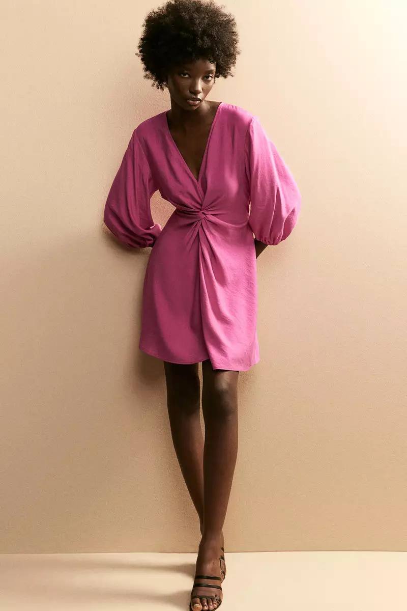 H&m pink 2025 wrap dress