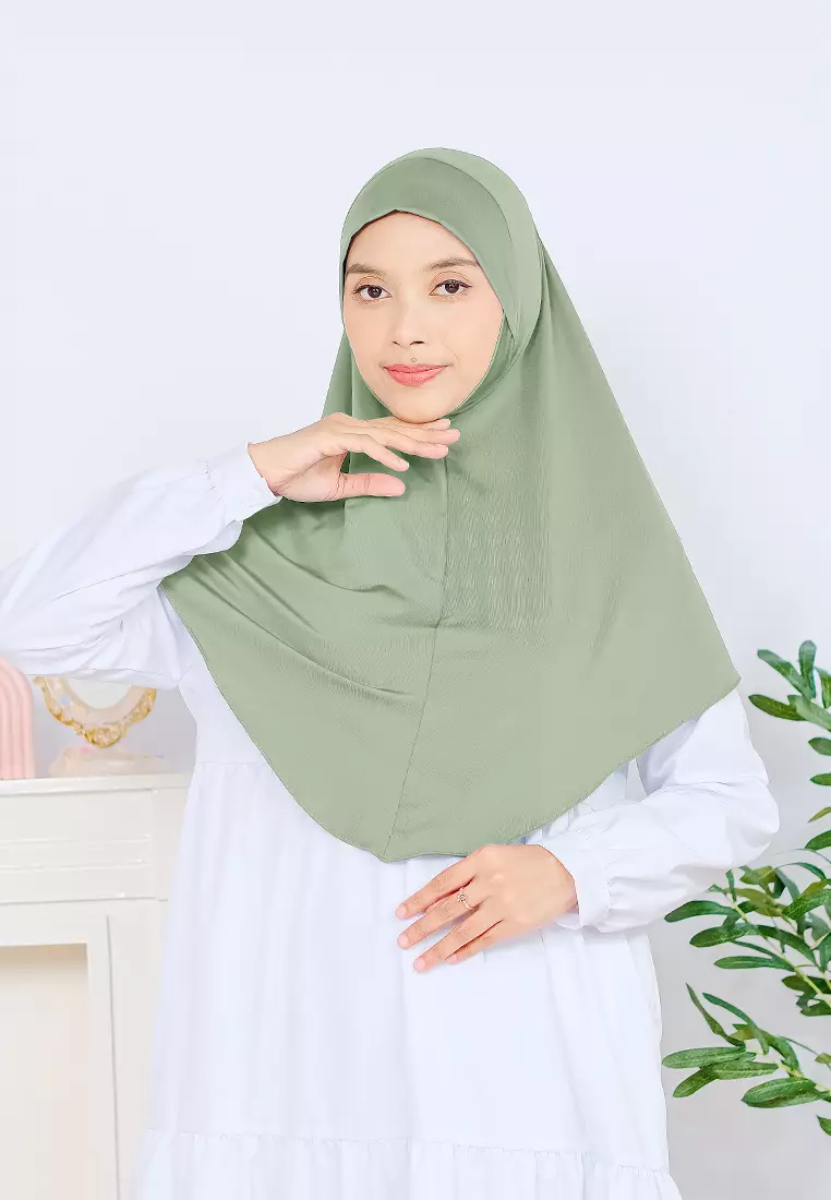 Cotton Bee - Kalea Bergo | Hijab Instan Malay | Jilbab Soft Pad Dagu - Green