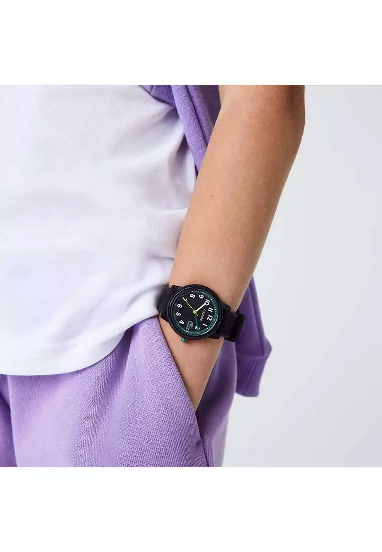 12.12 Kids Watch Black Silicone Strap - Black Dial 2030042MY