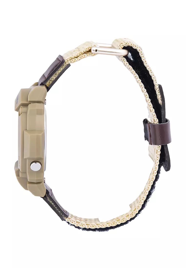 Jam Tangan Digital Pria Casio W-219HB-5AV Brown Canvas Strap