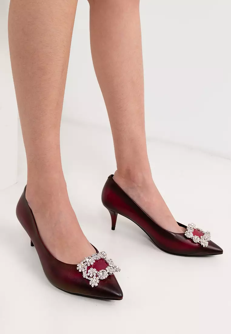 Discount on HOPE ROSA  shoes - SKU: Hope Rosa Marylyn Hand-painted Pink Crystal Kitten Heel Pumps