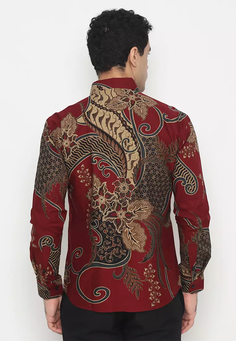 Kemeja Batik Pria Slimfit Prakasa - Maroon