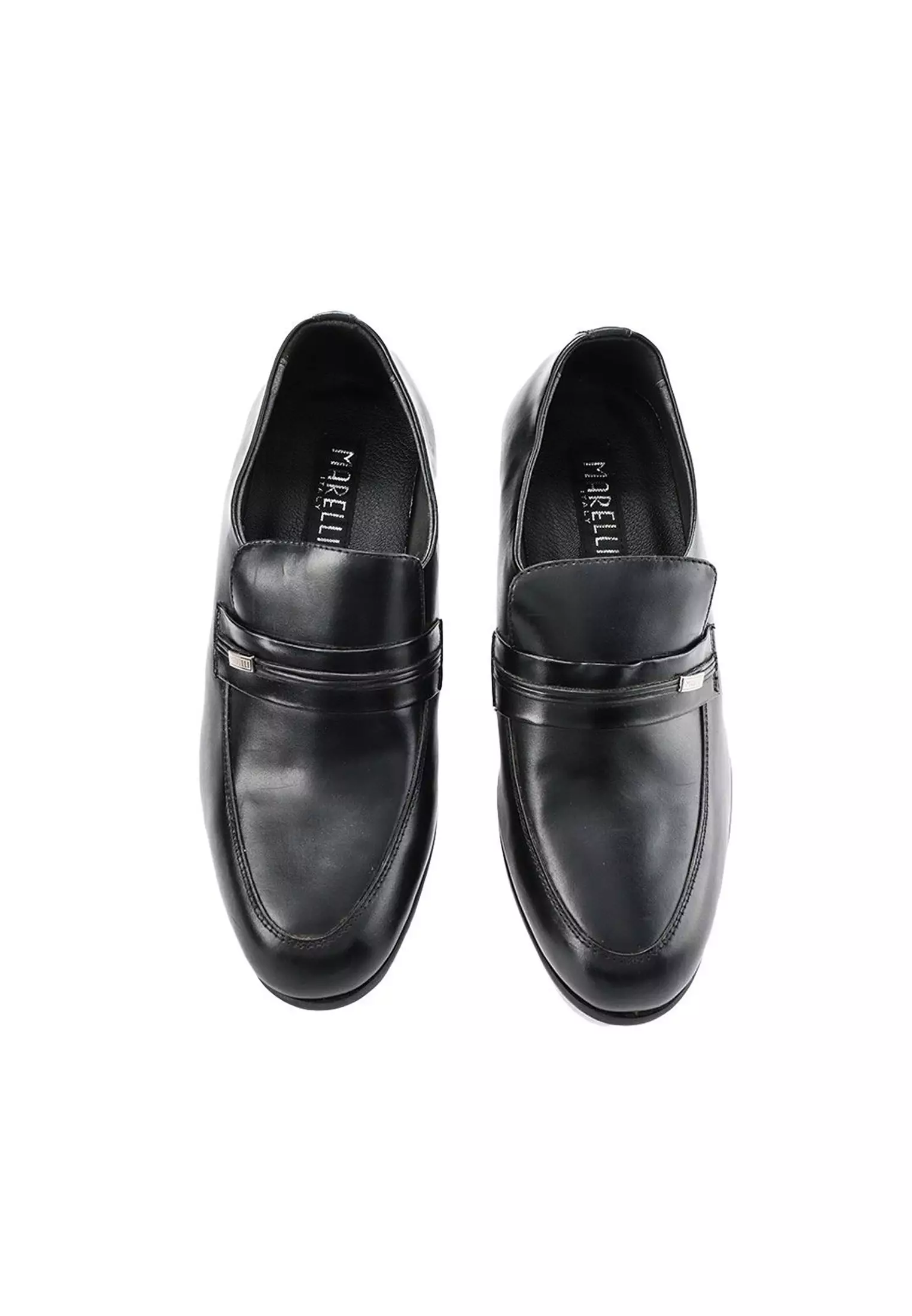 Calus Sepatu Pantofel Pria Formal Kantor Kulit Asli tinggi hak 5 cm - Black
