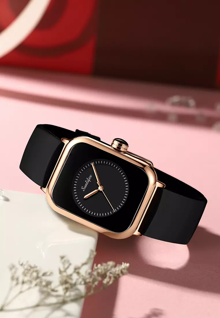 Jam Tangan Wanita Kuarsa Anggun Santai Tali Silikon Jam Tangan Cewek Original allblack