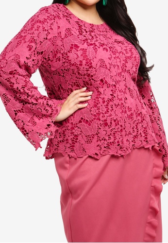 Buy Puff Sleeve Top With Ruffle Skirt from Lubna in Purple only 265