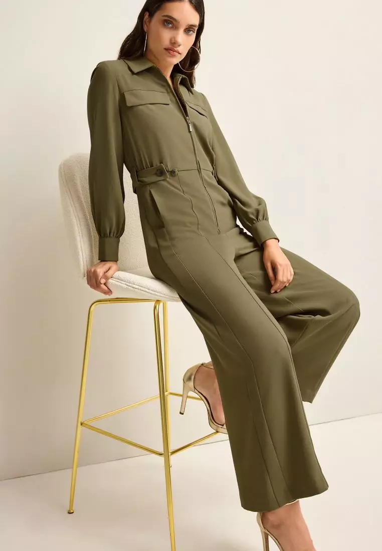 Buy NEXT Crepe Long Sleeve Wide Leg Jumpsuit 2025 Online ZALORA