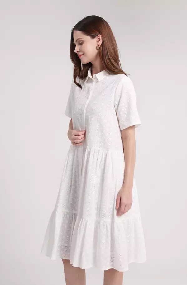 MINIMAL - Drusilla - Gaun Rimple Bordir - White Warna White