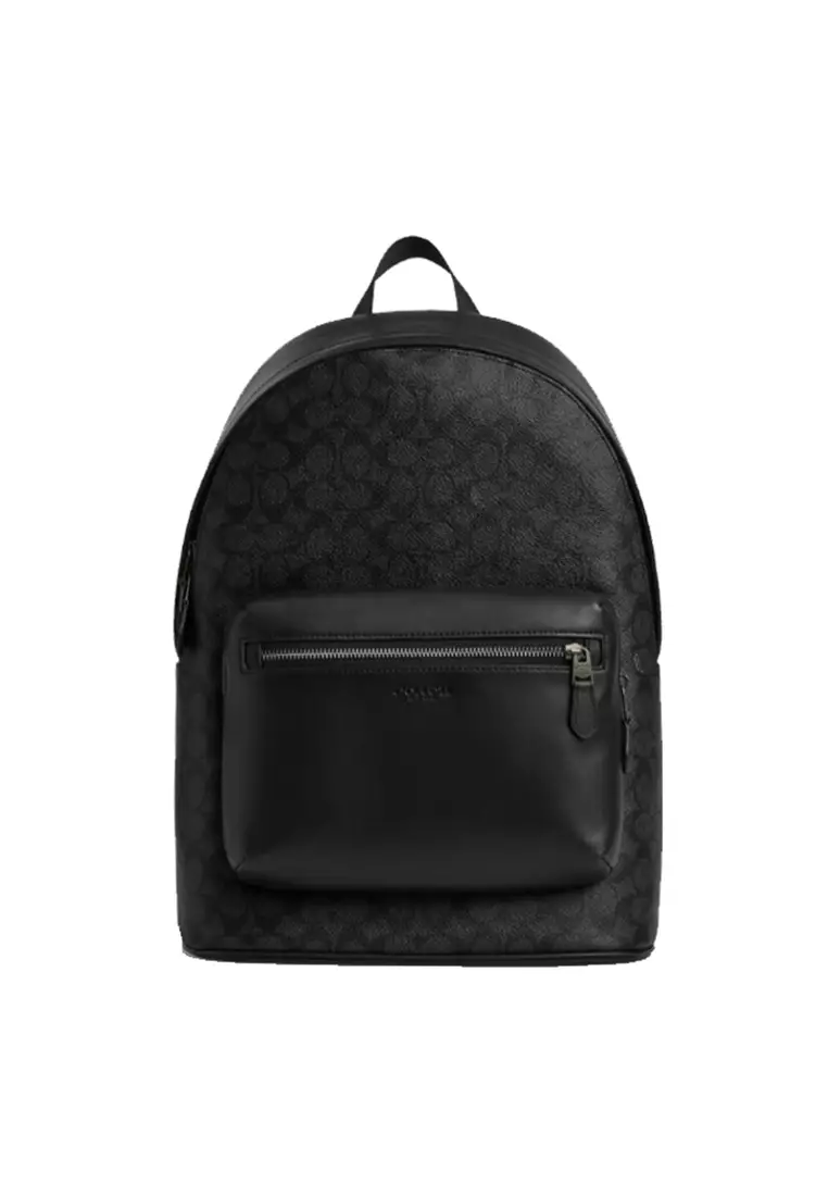 West Backpack In Signature Canvas Charcoal Black CV925