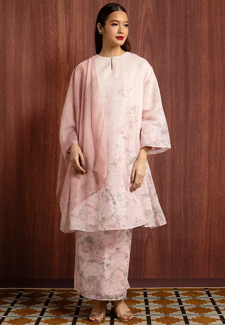IRIS PRINTED KURUNG LABUH SET WITH SHAWL