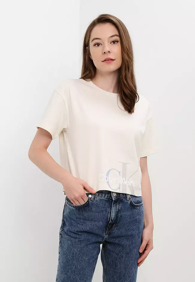 Calvin Klein Jeans Cotton Monogram T-Shirt White