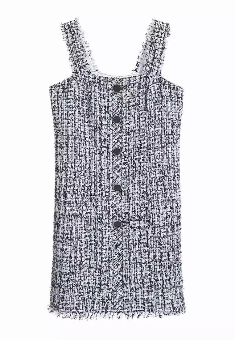 Sleeveless Fitted Tweed Short Dress