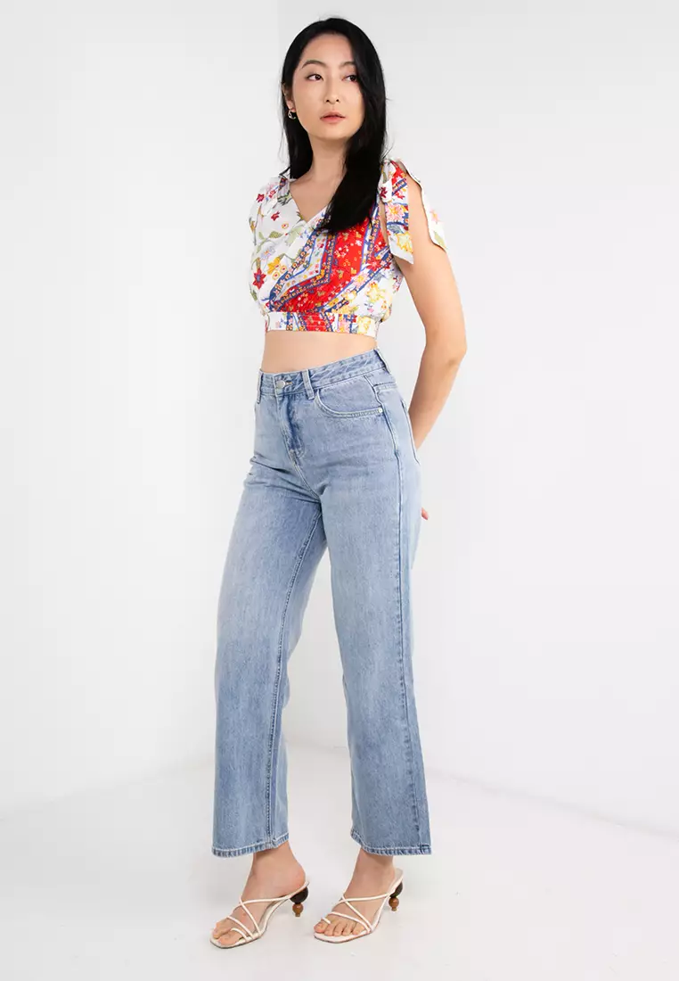 High Rise Straight Leg Denim Jeans