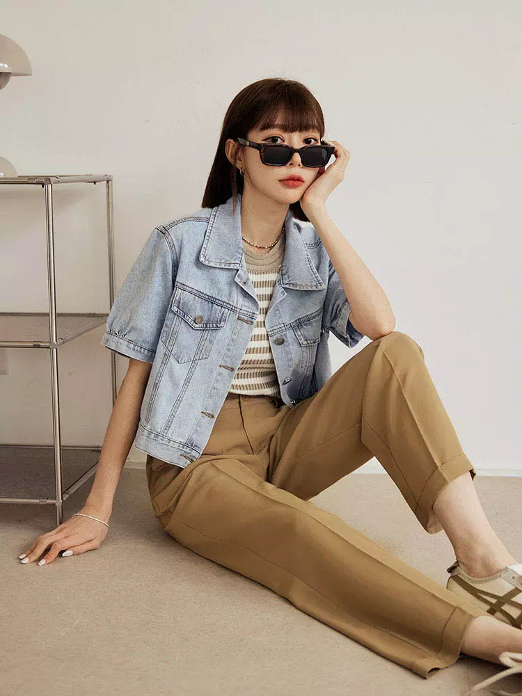 Wrinkle-Resistant Elastic Waist Straight-Leg Cuffed Suit Pants [BA6173]