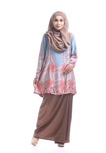 Floral Modern Kurung With Rhinestone Beads from BIDADARI in red and blue and Brown