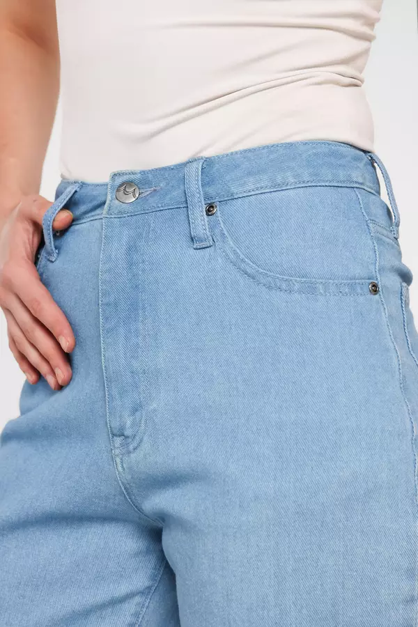 MINIMAL - Barrel Cropped Denim Pants - Blue Light Warna Blue_Light