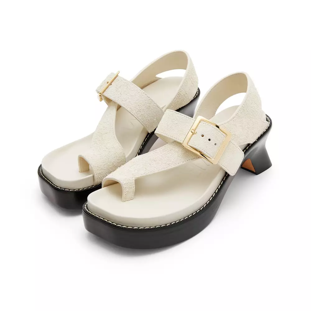 [12.12 Dealcember] Ease 90 Sandals Heels Brushed and Suede Leather Canvas