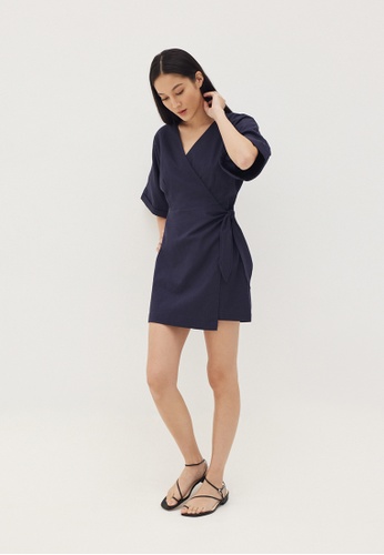 Love, Bonito 海軍藍色 Marlie Kimono Wrap Mini Dress E7B73AA523A022GS_1