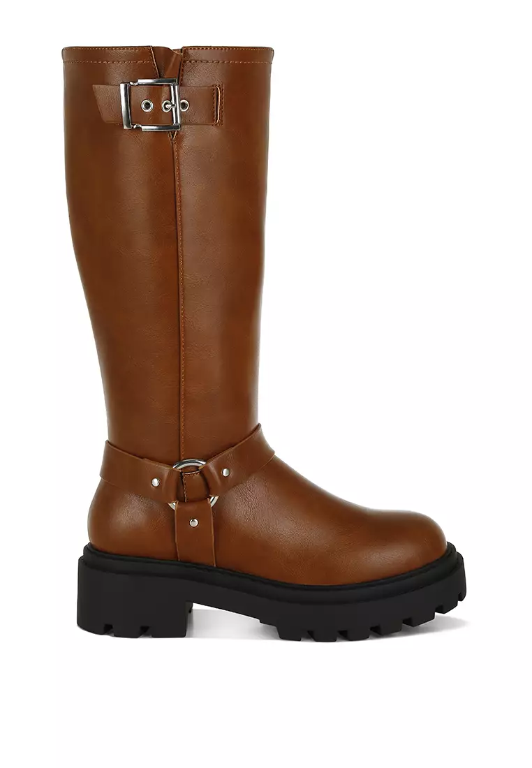 Discount on London Rag  shoes - SKU: Harnes Detail Long Boots in Tan